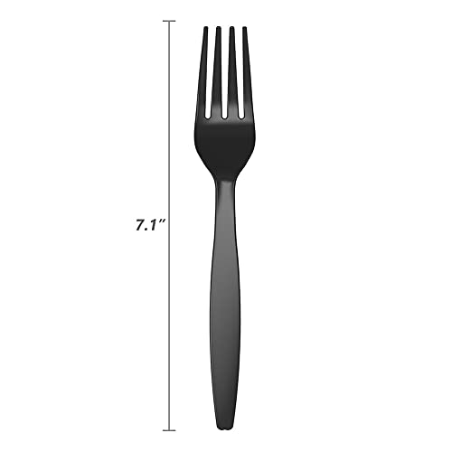 POSATE Disposable Forks, Plastic Forks, Pack of 100, Black, Disposable Utensils for Party Supply