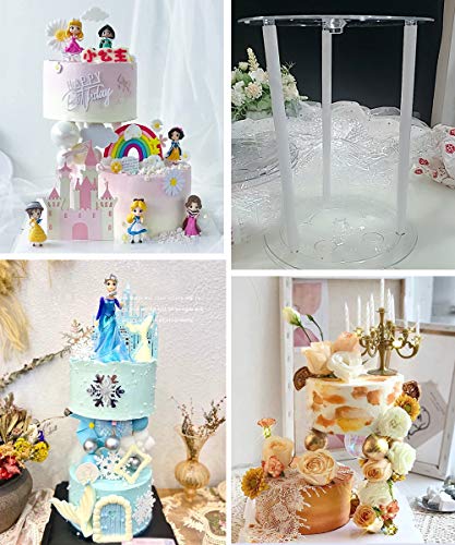 Acrylic Round Display Stand for Cake Cupcakes Desserts Bakery, 1 Sets of Cake Separator Plates and Dowel Rods - 6 inch (16cm)