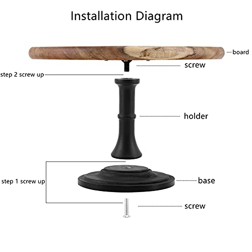 GMWD 3 Pcs Acacia Wood Cake Stands Set Round Cake Pedestal Handcrafted Display Table Cupcake Server Decorating for Wedding Birthday Parties Baby Shower Celebration