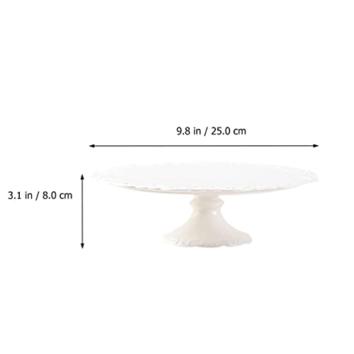 DOITOOL Porcelain Cake Stand Round Dessert Stand Cupcake Stand Serving Plate Platter Display Tray for Birthday Weddings Baby Shower Cookie Snack White 10 Inch