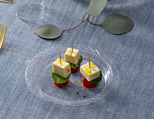 PLASTICPRO 6'' inch Premium Crystal Clear Disposable Plastic Dessert Size Party Plate Pack of 40