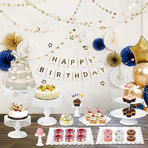 Peohud 3 Pack White Metal Cake Stands, 8"/10"/12" Round Cupcake Dessert Display Stand for Wedding, Birthday Party, Anniversary, Gatherings, White