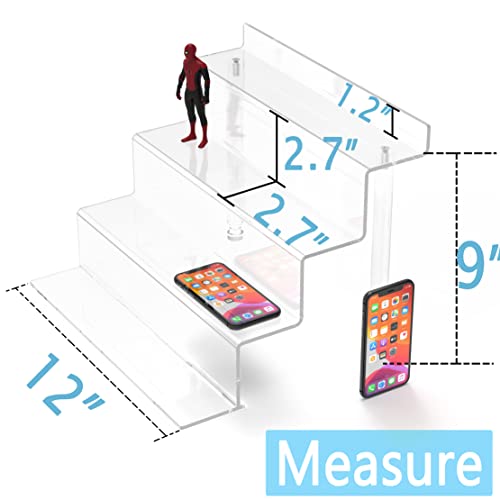 WINKINE Acrylic Display Stands, 2 Pack Clear Acrylic Display Risers Compatible with Funko Amiibo POP Figures, 4 Tier Cupcakes Dessert Stand Perfume Organizer Perfume Stand for Cabinet, Countertops
