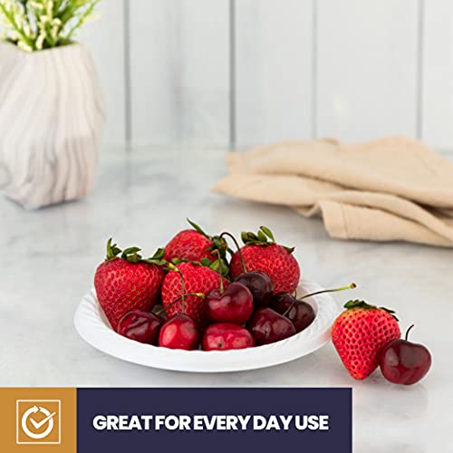 250 Pack - 6 Inch White Plastic Plates Disposable Strong and Sturdy