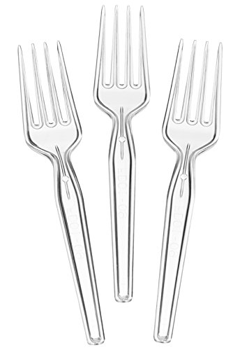 [50 Count] Settings Plastic Clear Forks, Heavyweight Disposable Cutlery, Great For Home, Office, School, Party, Picnics, Restaurant, Take-out Fast Food, Outdoor Events, Or Every Day Use, 1 Bag