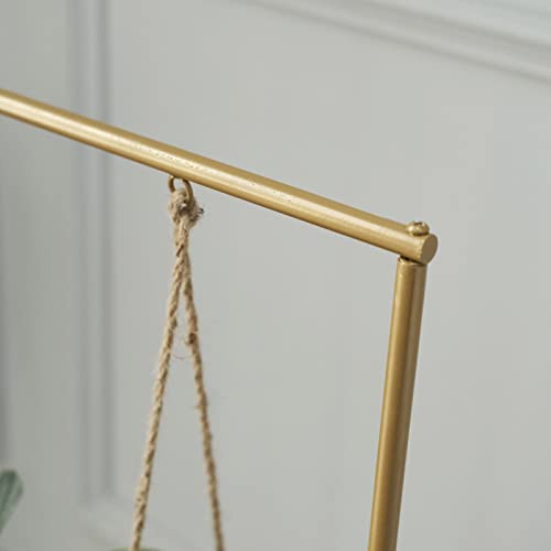 Efavormart 3ft Tall Gold Metal Hanging Dessert Display Centerpiece with Jute Rope, Cake Stand Swing