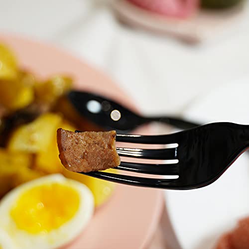 POSATE Disposable Forks, Plastic Forks, Pack of 100, Black, Disposable Utensils for Party Supply