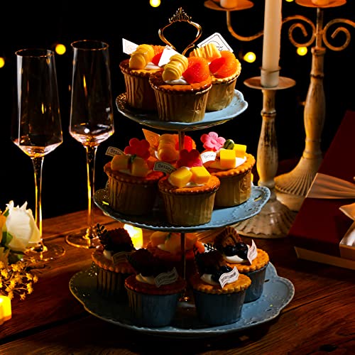 Tanlade 3 Pack 3 Tier Porcelain Cake Stand, Cupcake Stand Serving Tray Round Dessert Stand Display Tower Tray for Party, Birthday and Wedding