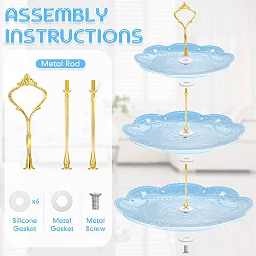 Tanlade 3 Pack 3 Tier Porcelain Cake Stand, Cupcake Stand Serving Tray Round Dessert Stand Display Tower Tray for Party, Birthday and Wedding