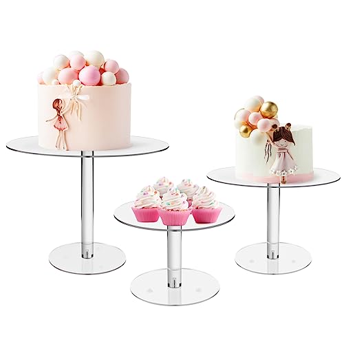 3 PCS Acrylic Cake Stand Round Clear Cupcake Holder Dessert Display Stand Tiered Tray Serving Platter for Wedding, Baby Shower, Birthday, Tea Party, Home Decoration