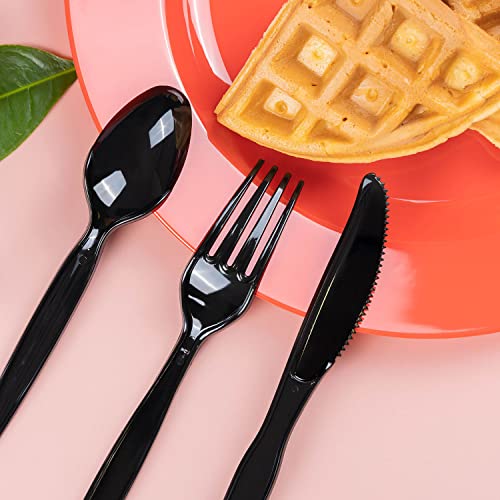 POSATE Disposable Forks, Plastic Forks, Pack of 100, Black, Disposable Utensils for Party Supply