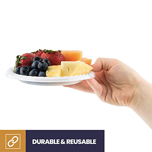 250 Pack - 6 Inch White Plastic Plates Disposable Strong and Sturdy