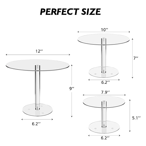 3 PCS Acrylic Cake Stand Round Clear Cupcake Holder Dessert Display Stand Tiered Tray Serving Platter for Wedding, Baby Shower, Birthday, Tea Party, Home Decoration