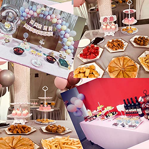 Alysontech 2pcs 3-Tier Plastic Round Cupcake Stand Dessert Plates Mini Cakes Fruit Candy Display Tower White for Kids Birthday Tea Party Baby Shower Serving Tray Big (Round US Stock)
