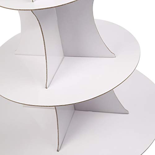 3-Tier Cardboard White Cupcake Stand/Tower 2-Set (2, White)