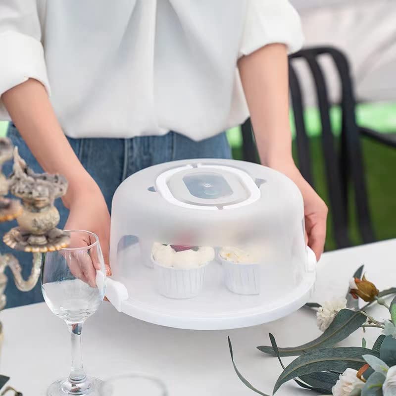 NVAZIOP 10 Inch Cake Carrier Stand Round Holder Storage with Lid and Handle for Transport Storage Container Tray Cake Cover Stand Cupcake Containers Keeper Kitchen Cooking Box Large