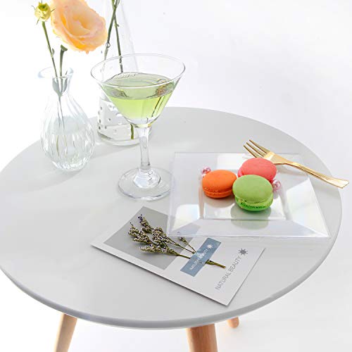 100pcs Square Dessert Plates with 100pcs Gold Dessert Forks, Clear Premium Plastic Salad Plates, Party Essentials Appetizer Plates,Gold Plastic Silverware, 6" Clear Dessert Plates and 5" Gold Forks