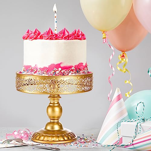 Suwimut 3 Pieces Gold Cake Stand Set, 8, 10, 12 Inch Round Cake Stands Metal Cupcake Holder Dessert Table Display Set for Wedding Birthday Party Baby Shower Celebration