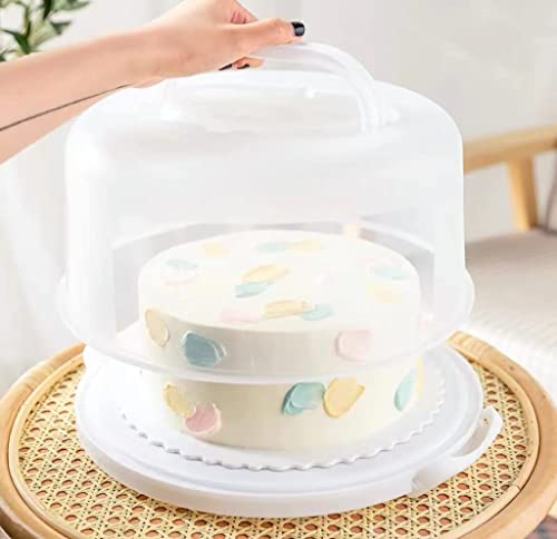 NVAZIOP 10 Inch Cake Carrier Stand Round Holder Storage with Lid and Handle for Transport Storage Container Tray Cake Cover Stand Cupcake Containers Keeper Kitchen Cooking Box Large