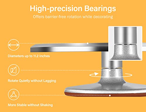 Kootek 12 Inch Cake Turntable Cake Decorating Kit Supplies, 7 Pcs Baking Supplies Aluminium Alloy Revolving Cake Decorating Stand, with 3 Icing Smoother, Icing Spatula, Silicone Spatula, Cake Cutter