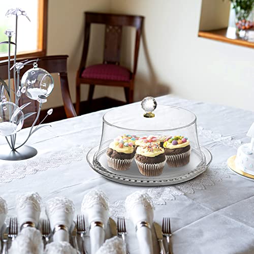 Hiceeden 10 Inch Acrylic Cake Stand with Dome Lid, Clear Cake Plate with Cover, Serving Platter with Lid for Display, Party, Dinner, Dessert