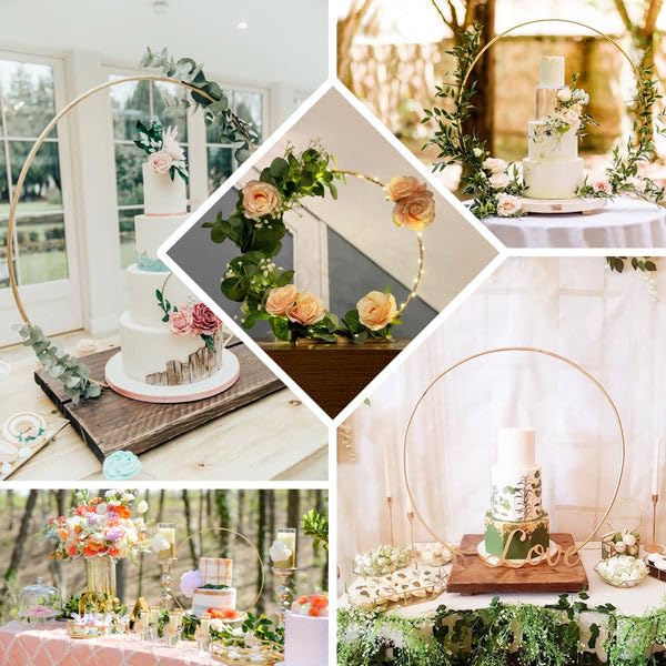 Efavormart Round Wedding Arch Cake Stand, Metal Floral Centerpieces Display - 33"