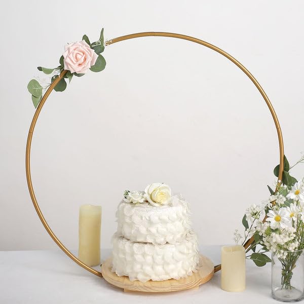 Efavormart Round Wedding Arch Cake Stand, Metal Floral Centerpieces Display - 33"