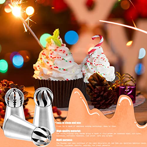 3pcs Russian Piping Tips Stainless Steel Russian Piping Ball Tips Frosting Icing Piping Nozzles Set Flower Cake Decorating Tips Kit for DIY Baking Cake Decorating Supplies