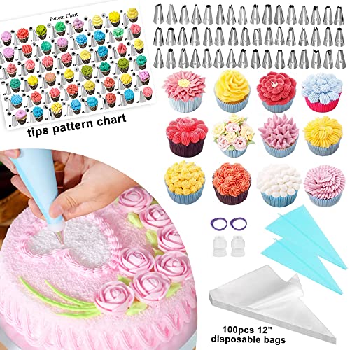 LotFancy Cake Decorating Kit, 469Pcs, Baking Supplies with Rotating Turntable, Springform Pans, Piping Bags and Tips Set, Icing Spatula, Smoother, Leveler and More Accessories