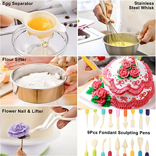 LotFancy Cake Decorating Kit, 469Pcs, Baking Supplies with Rotating Turntable, Springform Pans, Piping Bags and Tips Set, Icing Spatula, Smoother, Leveler and More Accessories