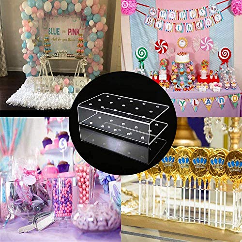 KKOBHO 2 Pack Acrylic Lollipop Holder Acrylic Cake Pop Stand 100PCS Clear Treats Bags 100PCS Lollipop Sticks and 100PCS Gold Metallic Twist Ties for Candy Cake Pop Sticks Making Tools (2)