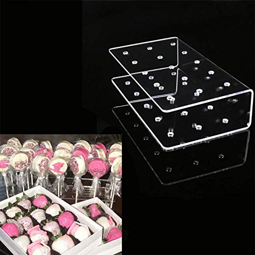 KKOBHO 2 Pack Acrylic Lollipop Holder Acrylic Cake Pop Stand 100PCS Clear Treats Bags 100PCS Lollipop Sticks and 100PCS Gold Metallic Twist Ties for Candy Cake Pop Sticks Making Tools (2)