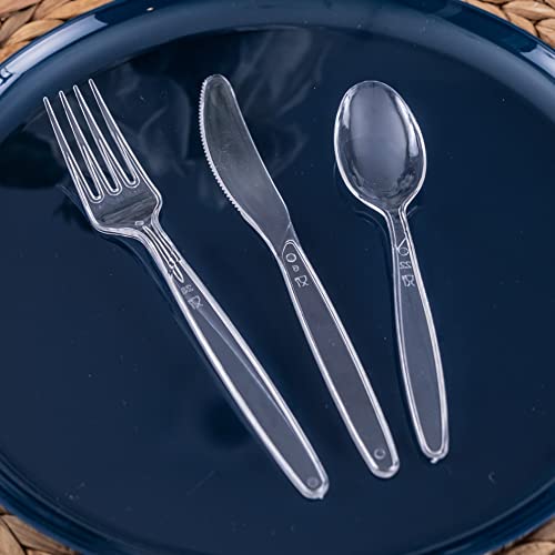 Party Bargains Disposable Cutlery set, SAPPHIRE Design, Clear Color, 360 Pieces: 180 Forks, 120 Spoons, 60 Knives