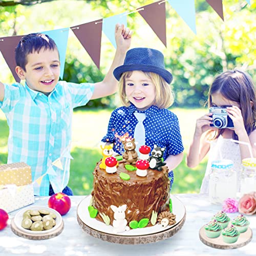 Wood Cake Stand Rustic Rotating Cake Stand 12 Inch Cake Turntable/ Dessert Display Stand Wooden Cake Stands for Wedding/ Party/Baby Showers/ Reception/Decor