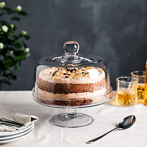 Whole HOUSEWARE Glass Cake Stand with Dome | Cake Holder and Cake Display Stand for Kitchen, Birthday Parties, Weddings