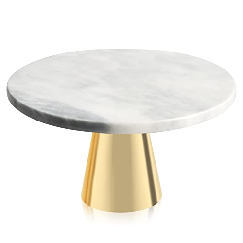 Mayroom Marble Cake Stand, 8-inch Dessert Stand Gold Cupcake Stand Cake Plate for Party, New Year, Christmas, Birthday and Wedding(Gold)