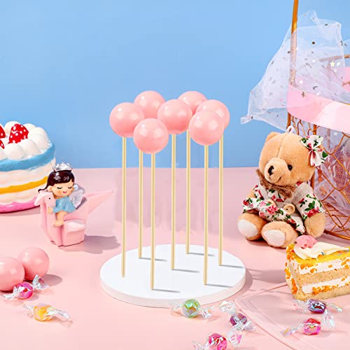 Wooden Cake Pop Stand 4 Pieces 7 Hole Lollipop Holder Rustic Sucker Display Stand Wood Lollipop Stand Candy Sucker Holders for Wedding, Shower, Birthday Party Supplies (Round)