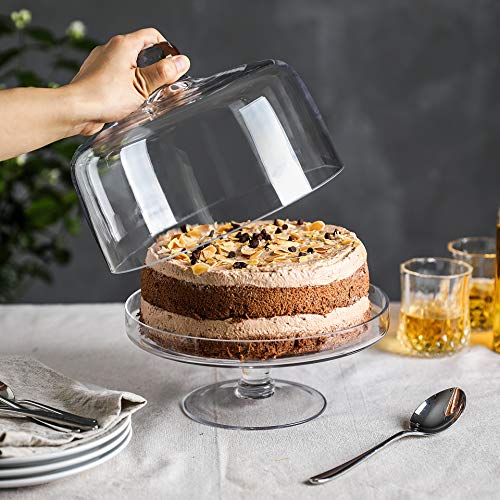 Whole HOUSEWARE Glass Cake Stand with Dome | Cake Holder and Cake Display Stand for Kitchen, Birthday Parties, Weddings