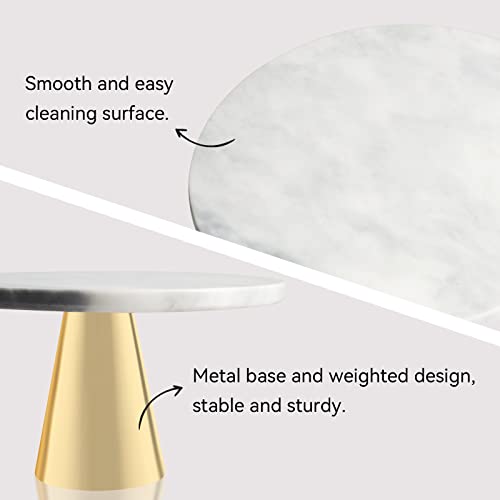 Mayroom Marble Cake Stand, 8-inch Dessert Stand Gold Cupcake Stand Cake Plate for Party, New Year, Christmas, Birthday and Wedding(Gold)