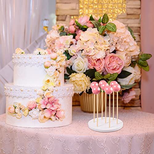 Wooden Cake Pop Stand 4 Pieces 7 Hole Lollipop Holder Rustic Sucker Display Stand Wood Lollipop Stand Candy Sucker Holders for Wedding, Shower, Birthday Party Supplies (Round)