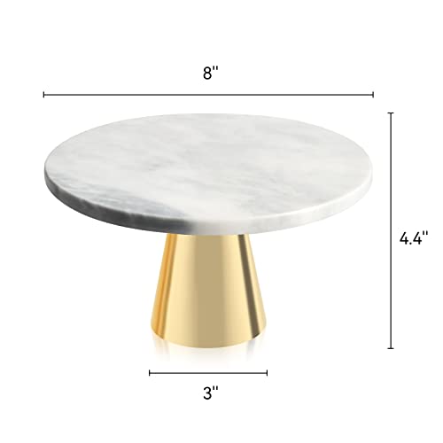 Mayroom Marble Cake Stand, 8-inch Dessert Stand Gold Cupcake Stand Cake Plate for Party, New Year, Christmas, Birthday and Wedding(Gold)