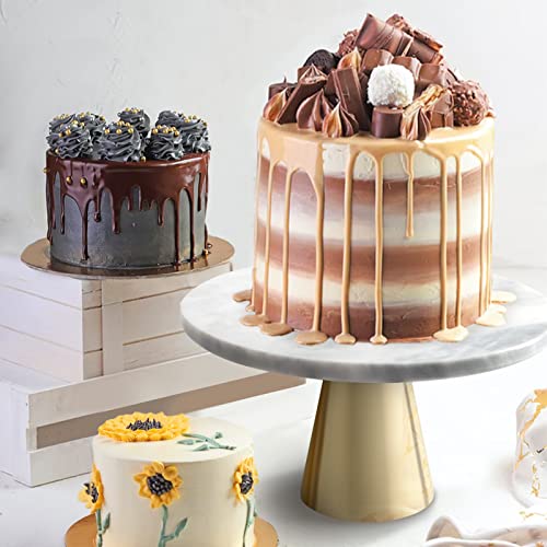 Mayroom Marble Cake Stand, 8-inch Dessert Stand Gold Cupcake Stand Cake Plate for Party, New Year, Christmas, Birthday and Wedding(Gold)