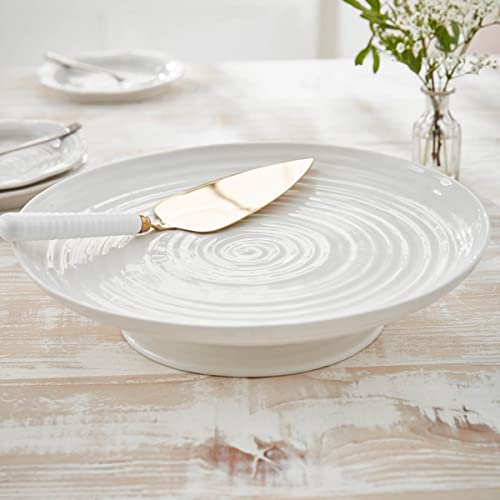 Portmeirion Sophie Conran White Large Footed Cake Stand | 12 Inch Round Cupcake Stand | Dessert Display Stand for Weddings and Parties | Made from Fine Porcelain