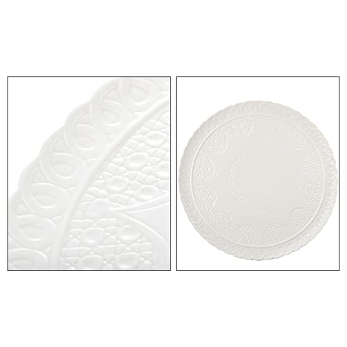 ZENFUN 12'' Porcelain Cake Stand with Plastic Dome Cover, Decorative Cupcake Stand Dessert Display Plates Serving Tray for Snacks Cookies, Birthday Party Wedding Event