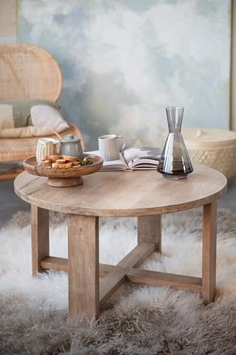 Bloomingville Round Natural Mango Wood Footed Cake Stand Bowl