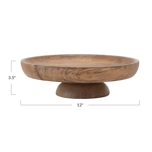 Bloomingville Round Natural Mango Wood Footed Cake Stand Bowl