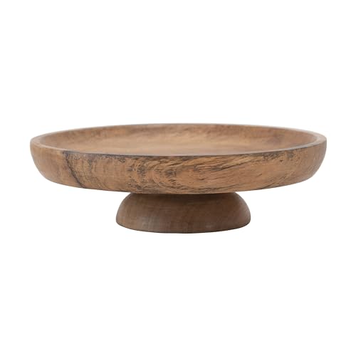Bloomingville Round Natural Mango Wood Footed Cake Stand Bowl