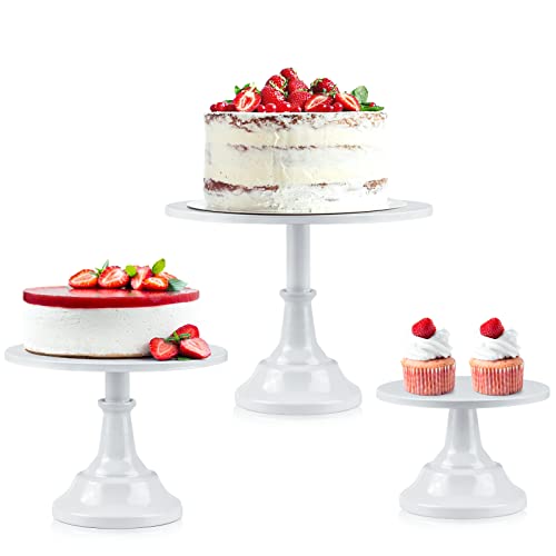 3Pcs Cake Stand Set, White Round Cupcake Stand Dessert Display Plate Serving Tray for Baby Shower Wedding Birthday Party Celebration Home Decoration