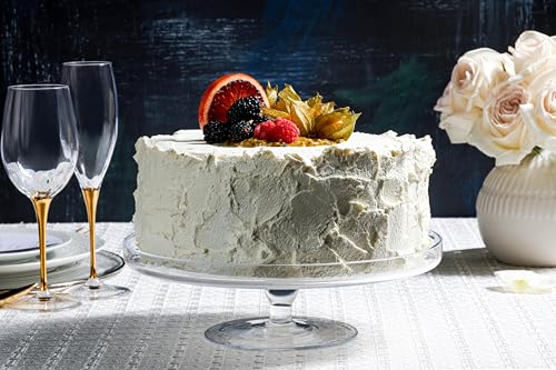 Glass - Cake Stand - Plate - 11.75" Diameter - Classic Clear - with Rim - Made in Europe - by Barski