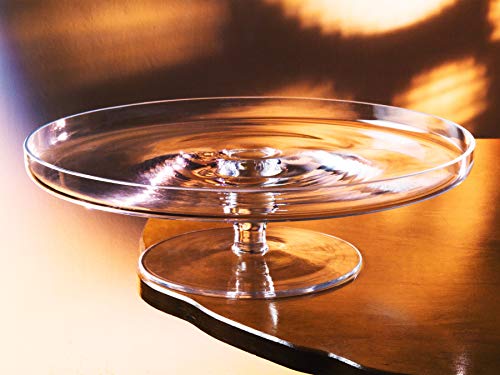 Glass - Cake Stand - Plate - 11.75" Diameter - Classic Clear - with Rim - Made in Europe - by Barski